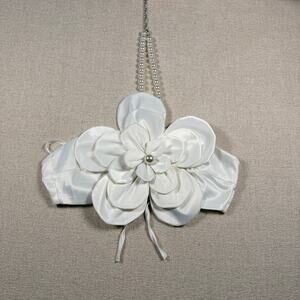 Women's Flower Top White Pearl Halter Tie M Medium Going out Party